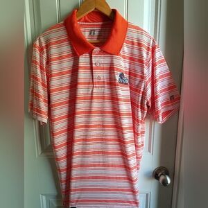 Birds Up UTSA Roadrunners Russell Orange Striped Polo Men's Large Activewear